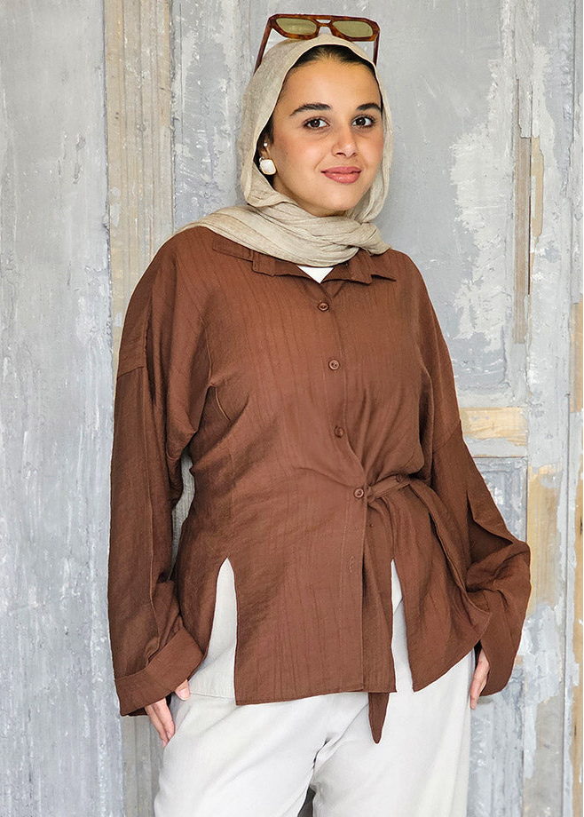 Lina Oversized Shirt - Brown