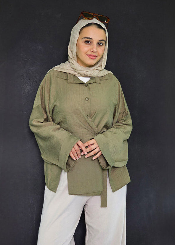 Lina Oversized Shirt - Olive