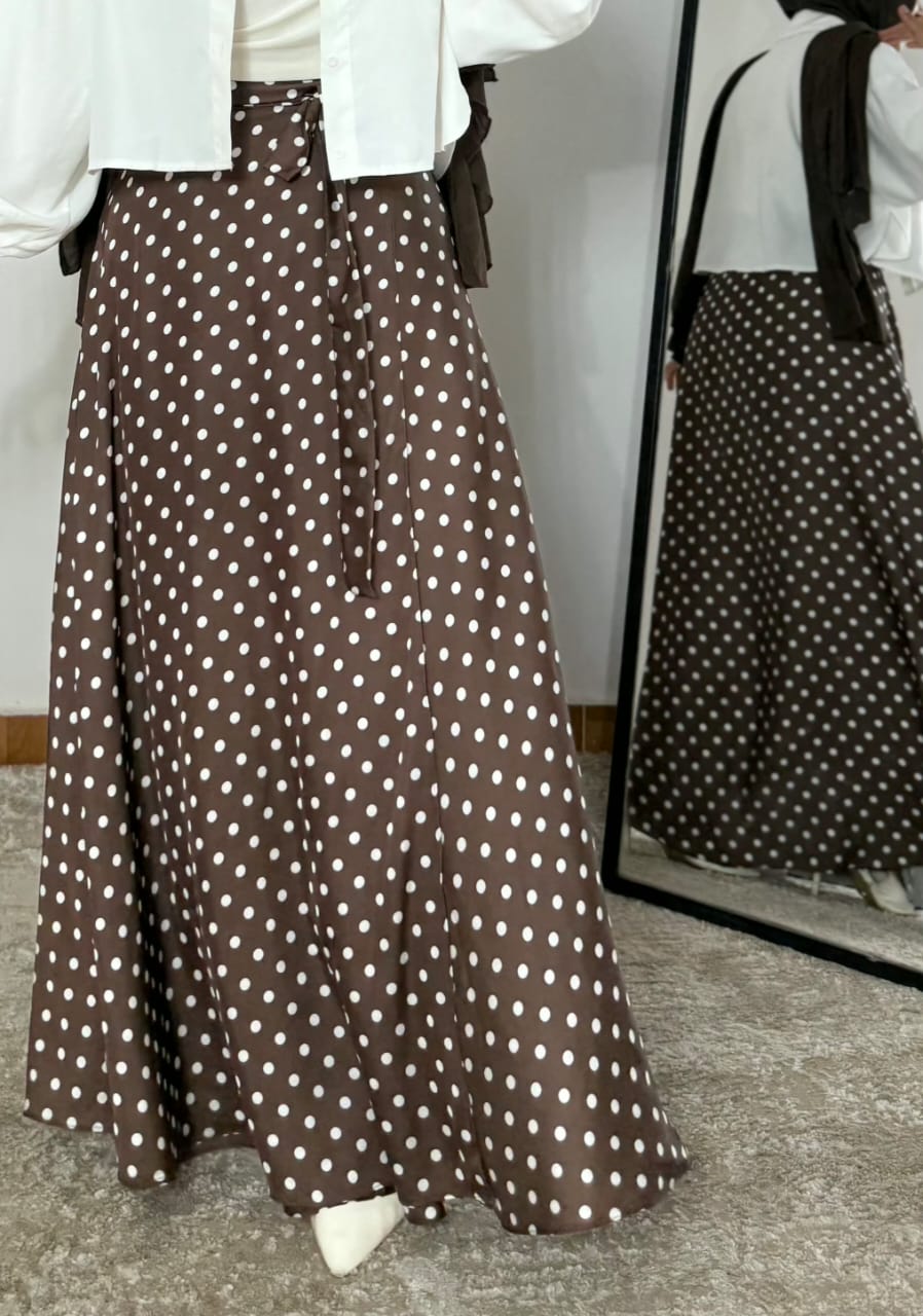 Skirt Polka Dots Brown Wrap